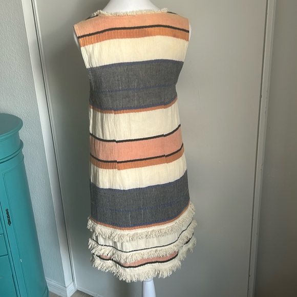 Anthropologie Holding Horses Sleeveless Boho Fringe Striped Shift Dress - Picture 7 of 14